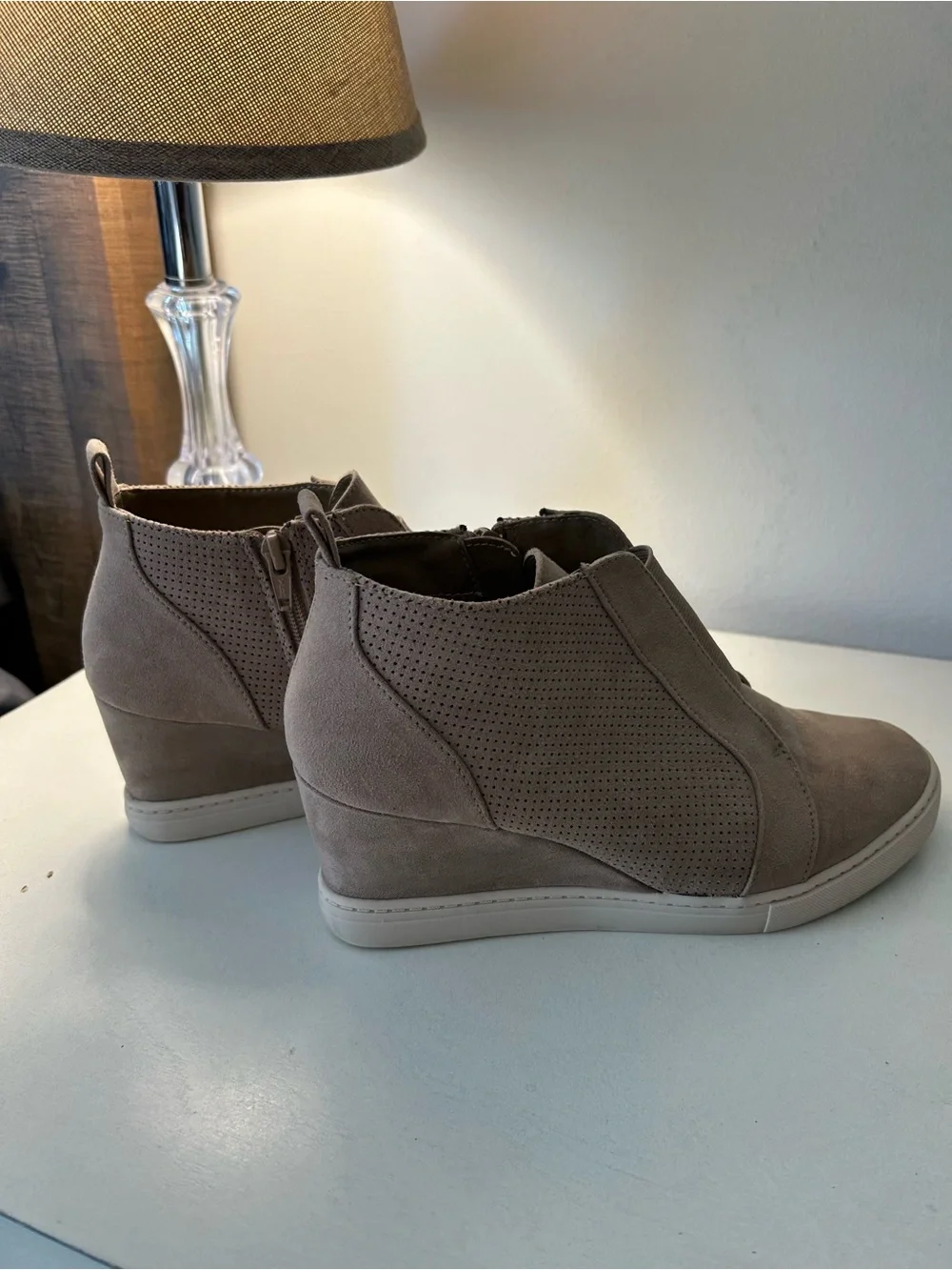 a new day Taupe Suede Wedge Sneaker Booties